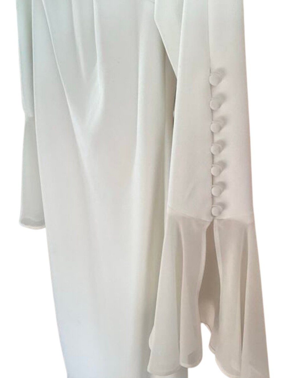 Calvin Klein Sz 4P Ivory White Long Sheer Bell And Button Sleeve Sheath Dress - Picture 7 of 16